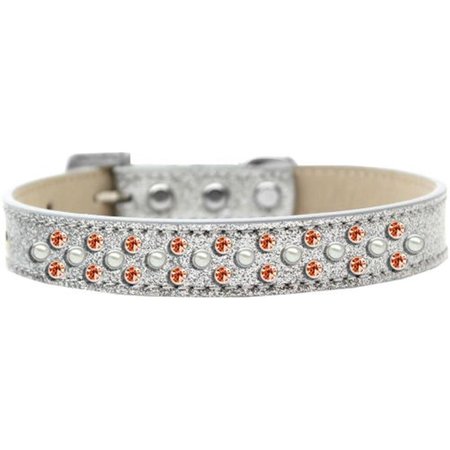 UNCONDITIONAL LOVE Sprinkles Ice Cream Pearl & Orange Crystals Dog CollarSilver Size 16 UN812405